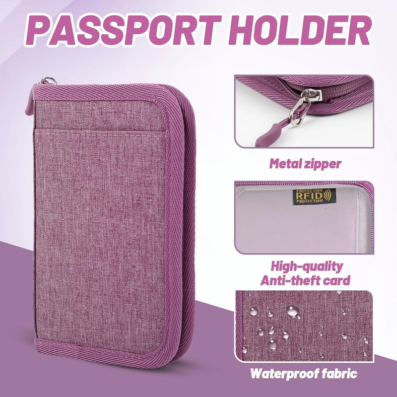 EPIMA Passport Holder for Travel Essentials, RFID Blocking Protector Passport Wallets, Passport Document Organizer Case for Travel Must Have, Passport Book for Women, Couple, Family Cards, Tickets, ID, Cash - Image 3